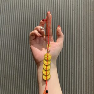 Fabric Bag Charm - Five Emperor Coins